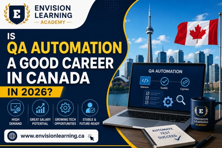 # Is QA Automation a Good Career in Canada in 2026 Thinking about a career in technology but unsure which path offers long-term opportunities QA Automation Career in Canada is becoming an attractive option for people interested in software quality, testing, and technology. As Canadian companies continue to develop web applications, mobile platforms, cloud solutions, and digital services, the need for skilled testing professionals remains important. For beginners and working professionals, QA Automation Training Canada can provide a structured way to learn automation tools, testing concepts, programming basics, and real-world testing practices. With the right skills and practical experience, automation testing can become a strong career path in Canada's growing technology sector. If you are searching for Automation Testing Course Canada options, understanding the career outlook, required skills, salaries, job roles, and learning path can help you make a more informed decision. ## Why Is QA Automation Becoming Important in Canada Modern software companies release products faster than ever. Businesses cannot depend entirely on manual testing when applications need frequent updates and continuous releases. Automation helps testing teams execute repetitive test cases more efficiently. It can also support regression testing, improve test coverage, and identify problems earlier in the development cycle. Canadian technology companies, financial institutions, healthcare organizations, retailers, and other businesses increasingly depend on reliable digital systems. This creates opportunities for professionals who understand both software testing principles and automation technologies. ## What Does a QA Automation Professional Do A QA automation professional helps ensure that software works correctly before it reaches customers. Their responsibilities can go beyond simply finding bugs. Typical responsibilities may include Creating and maintaining automated test scripts Designing test cases and testing scenarios Performing regression and functional testing Identifying, documenting, and tracking defects Working with developers and business teams Reviewing application requirements Running automated test suites Supporting continuous integration and delivery processes Analyzing test results Improving testing processes The exact responsibilities depend on the organization, product, and level of experience. ## Is QA Automation a Good Career Choice in 2026 Yes, QA automation can be a good career choice in 2026, particularly for people willing to develop practical technical skills. The biggest advantage is that the role combines software testing knowledge with technology and programming. Instead of focusing only on repetitive manual testing, professionals can learn automation frameworks, APIs, databases, version control, and CICD concepts. However, automation is not a shortcut to getting a technology job. Employers generally look for candidates who understand testing fundamentals and can apply automation appropriately. A strong candidate should therefore develop a combination of testing knowledge, programming ability, problem-solving skills, and communication skills. ## Skills You Need for a QA Automation Career You do not necessarily need to master every technology before starting. A focused learning plan can help you build skills progressively. ### 1. Software Testing Fundamentals Start with the basics of software testing. Learn about test cases, test scenarios, defect life cycles, regression testing, functional testing, and different testing methodologies. A good understanding of fundamentals makes it easier to decide what should be automated and what should remain manual. ### 2. Programming Knowledge Programming is an important part of automation testing. Beginners commonly explore languages such as Java, Python, or JavaScript. You should understand variables, conditions, loops, functions, classes, data structures, and basic object-oriented programming concepts. ### 3. Automation Frameworks Automation frameworks allow testers to create reusable and maintainable automated tests. Depending on your career direction, you may encounter tools such as Selenium, Playwright, Cypress, or other modern testing frameworks. The most valuable skill is understanding automation principles rather than learning a tool without knowing how testing works. ### 4. API and Database Testing Modern applications rely heavily on APIs and databases. Learning API testing and basic SQL can therefore make your profile stronger. These skills help you verify whether data is being transferred correctly between different parts of an application. ### 5. Git and CICD Modern development teams commonly use version-control and continuous-integration workflows. Understanding Git and CICD concepts can help automation testers collaborate more effectively with developers and contribute to automated testing pipelines. ## How QA Automation Training Can Help Beginners Learning independently is possible, but structured training can make the process easier for beginners. A well-designed QA Automation Training Canada program should ideally combine theory with practical exercises. Students should get opportunities to create test cases, write automation scripts, work with testing tools, and understand how testing fits into software development. Interview preparation is another useful component. Candidates often need to explain their testing approach, automation framework, project experience, and problem-solving methods during interviews. Practical project experience can also help demonstrate that you understand how automation works beyond classroom concepts. ## What Jobs Can You Get After Learning Automation Testing There are several career directions available after developing software testing and automation skills. Some common job titles include QA Automation Tester Automation Test Engineer Software QA Engineer Quality Assurance Analyst Software Test Engineer SDET QA Analyst Test Automation Engineer The responsibilities and requirements vary between employers. Entry-level candidates may initially work alongside experienced QA professionals before taking ownership of larger testing activities. People with experience can progress toward senior QA, automation lead, test architect, or related engineering positions. ## Understanding QA Automation Jobs in Canada Searching for QA Automation Jobs Canada requires more than simply having a course certificate. Canadian employers generally value practical knowledge and the ability to demonstrate how you have used testing technologies. Your resume should clearly mention relevant technical skills, projects, testing tools, programming languages, and practical experience. When applying, avoid sending the same generic resume to every company. Review each job description and highlight the skills that match the employer's requirements. Building a professional LinkedIn profile, preparing for technical interviews, and creating practical testing projects can also improve your job-search strategy. ## How Much Can You Earn in QA Automation Salary depends on several factors, including location, experience, technical skills, company size, industry, and job responsibilities. Professionals with stronger automation, programming, API, cloud, and CICD skills may have access to more advanced opportunities than candidates with only basic manual testing knowledge. Toronto, Vancouver, Calgary, Ottawa, Montreal, and other Canadian technology markets can have different salary levels and hiring conditions. Rather than choosing a career only because of a potential salary, consider the complete picture learning opportunities, career progression, location, work environment, and your interest in technology. ## Where Can You Learn QA Automation Skills Choosing an Automation Testing Course Canada option should involve more than comparing course prices. Before enrolling, check whether the program includes practical automation projects, programming fundamentals, testing methodologies, interview preparation, current tools, and guidance from experienced instructors. A course should help you understand how testing is performed in real software-development environments instead of focusing exclusively on theoretical concepts. ## Is QA Automation Suitable for Beginners Yes. Beginners from computer science, IT, engineering, and related educational backgrounds can explore this field. You do not need to become an expert programmer before beginning. However, you should be prepared to practice consistently and gradually improve your technical knowledge. People changing careers can also consider this field if they are comfortable learning software concepts and developing programming skills. The most important qualities are curiosity, attention to detail, logical thinking, willingness to troubleshoot problems, and continuous learning. ## How to Start Your QA Automation Career in Canada A practical learning roadmap can look like this 1. Learn software testing fundamentals. 2. Choose one programming language. 3. Learn an automation framework. 4. Practice web and API testing. 5. Develop basic SQL knowledge. 6. Learn Git and CICD fundamentals. 7. Build practical testing projects. 8. Prepare a Canadian-style resume. 9. Practice technical and behavioral interviews. 10. Apply consistently to suitable roles. Following this approach can give beginners a clearer direction instead of trying to learn every testing tool simultaneously. ## Future of QA Automation in Canada Software development is becoming increasingly connected with cloud computing, artificial intelligence, DevOps, cybersecurity, and continuous delivery. This evolution is changing the role of QA professionals. Modern testers are expected to understand automation, quality engineering, APIs, data, and development workflows. AI-assisted testing is also becoming an emerging area. However, AI does not eliminate the need for testers who can understand requirements, identify risks, design effective test strategies, and evaluate software quality. For professionals willing to continuously update their technical skills, automation testing can remain a valuable technology career path. ## Final Thoughts on QA Automation as a Career So, is QA automation a good career in Canada in 2026 For the right candidate, it can be a strong and practical technology career option. The field offers opportunities to combine software testing, programming, automation, and problem-solving. However, success depends on developing practical skills rather than relying only on a certificate. If you are starting from zero, focus on testing fundamentals first and gradually add programming, automation frameworks, APIs, SQL, Git, and CICD. With consistent practice and a targeted job-search strategy, you can build a solid foundation for a career in Canadian technology. For learners looking for structured career-focused training, Envision Learning Academy can be considered as part of their research when comparing training options and planning their next step. ## Frequently Asked Questions ### 1. Is QA automation a good career in Canada in 2026 Yes. QA automation can be a promising career for people who enjoy technology, testing, programming, and problem-solving. Career opportunities depend on skills, experience, location, and employer requirements. ### 2. Is QA automation difficult for beginners It can be challenging initially because beginners need to understand both testing and programming concepts. With regular practice and a structured learning path, the skills can be developed gradually. ### 3. What programming language is best for QA automation Java, Python, and JavaScript are popular choices. The best option depends on the automation framework and the requirements of the jobs you want to target. ### 4. What skills are required for QA automation jobs in Canada Commonly useful skills include software testing, programming, automation frameworks, API testing, SQL, Git, CICD, defect management, and communication. ### 5. Can freshers get QA automation jobs in Canada Freshers can pursue entry-level opportunities, but competition can be significant. Practical projects, technical skills, relevant training, and strong interview preparation can help improve employability. ### 6. Is automation testing better than manual testing Automation and manual testing serve different purposes. Automation is useful for repetitive and regression testing, while manual testing remains valuable for exploratory testing, usability evaluation, and scenarios requiring human judgment. ### 7. How can I prepare for QA automation jobs in Canada Start with testing fundamentals, learn programming, practice an automation framework, build projects, learn API and SQL testing, understand Git and CICD, and prepare specifically for technical interviews and Canadian job requirements.